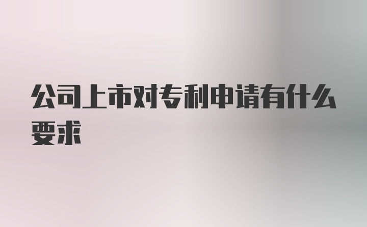 公司上市对专利申请有什么要求