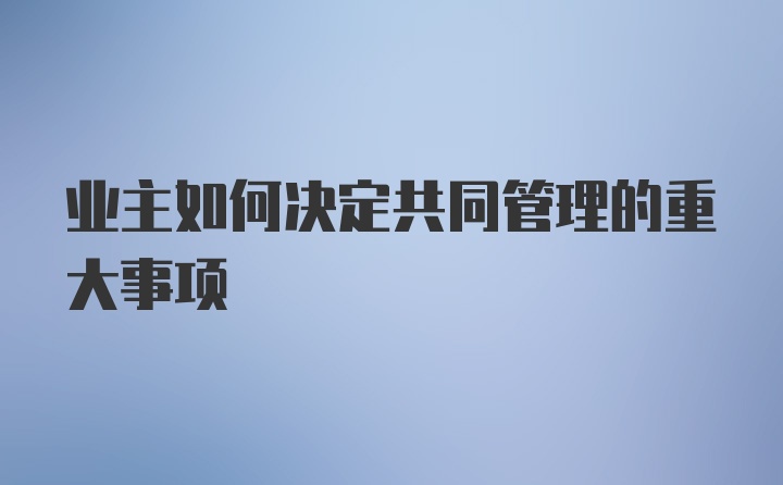 业主如何决定共同管理的重大事项