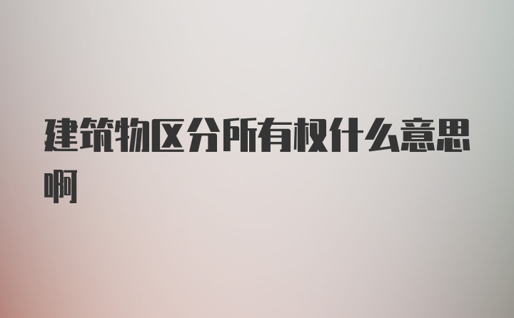 建筑物区分所有权什么意思啊