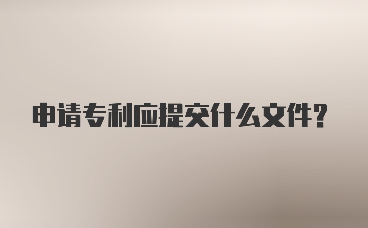 申请专利应提交什么文件？