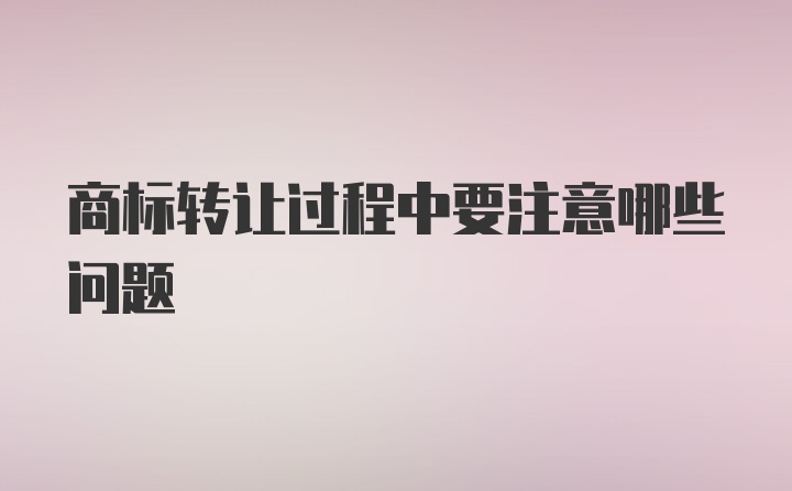 商标转让过程中要注意哪些问题