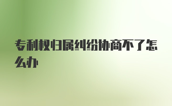 专利权归属纠纷协商不了怎么办