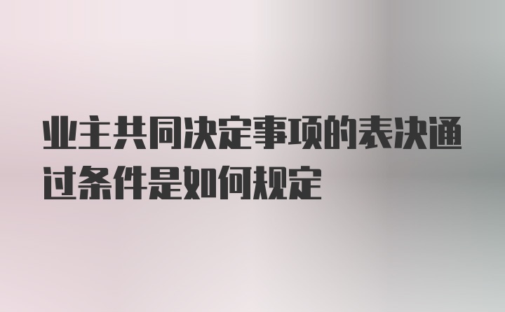 业主共同决定事项的表决通过条件是如何规定