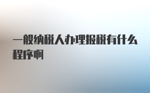 一般纳税人办理报税有什么程序啊