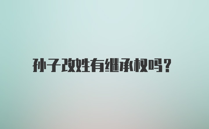 孙子改姓有继承权吗？