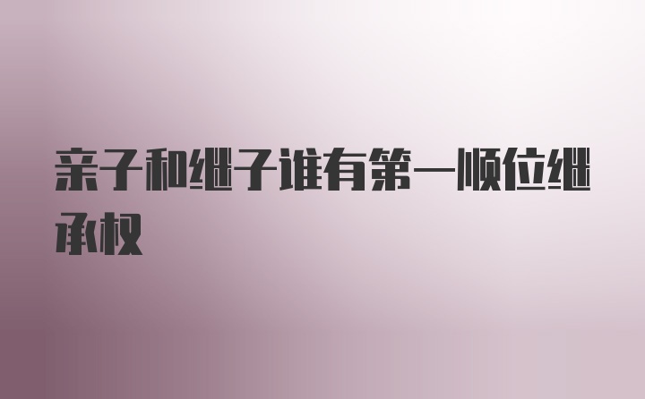 亲子和继子谁有第一顺位继承权