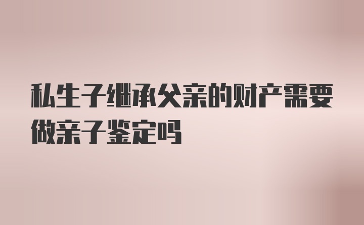 私生子继承父亲的财产需要做亲子鉴定吗