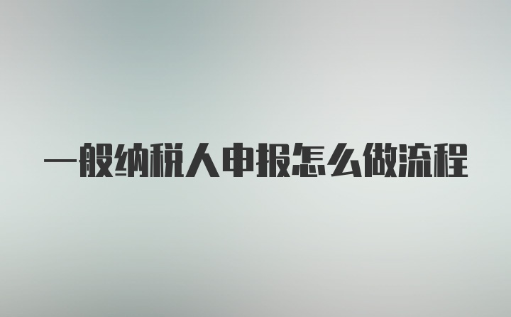 一般纳税人申报怎么做流程