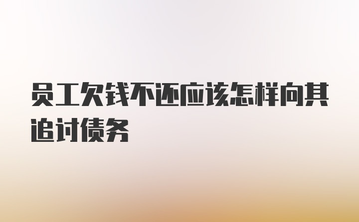 员工欠钱不还应该怎样向其追讨债务