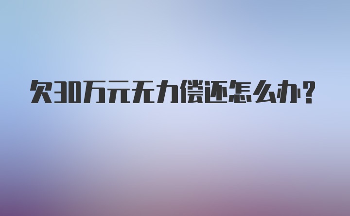 欠30万元无力偿还怎么办？