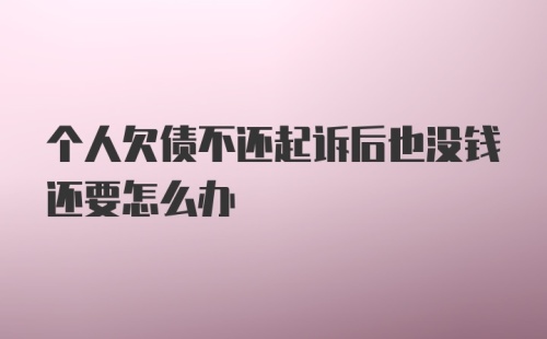 个人欠债不还起诉后也没钱还要怎么办