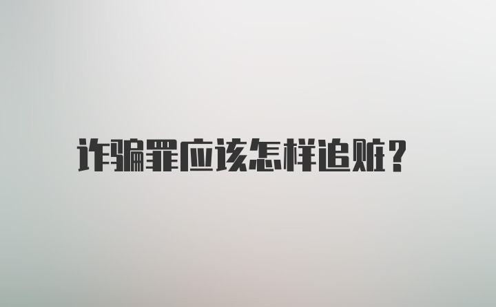 诈骗罪应该怎样追赃？