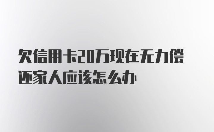 欠信用卡20万现在无力偿还家人应该怎么办