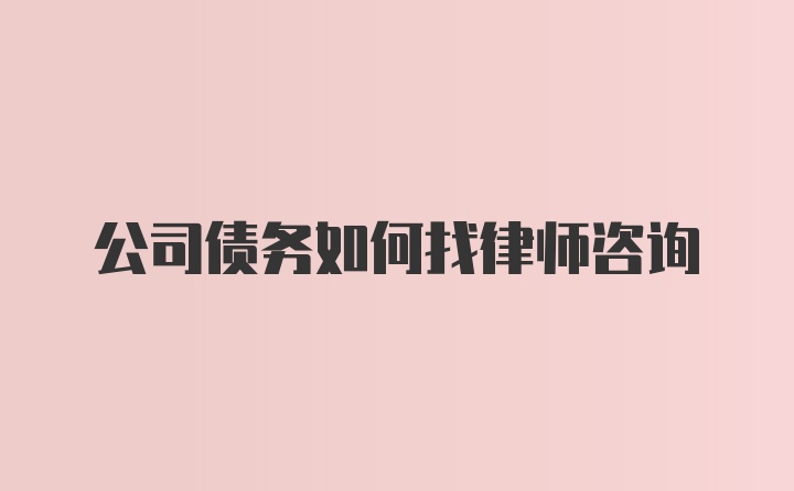 公司债务如何找律师咨询