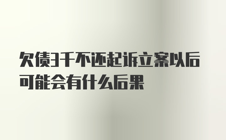 欠债3千不还起诉立案以后可能会有什么后果