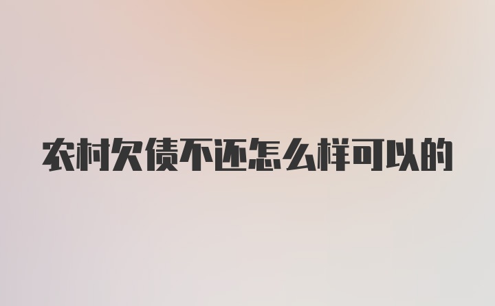 农村欠债不还怎么样可以的