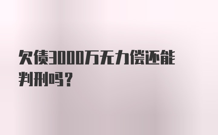 欠债3000万无力偿还能判刑吗？