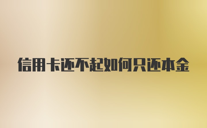 信用卡还不起如何只还本金