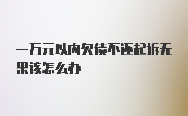 一万元以内欠债不还起诉无果该怎么办