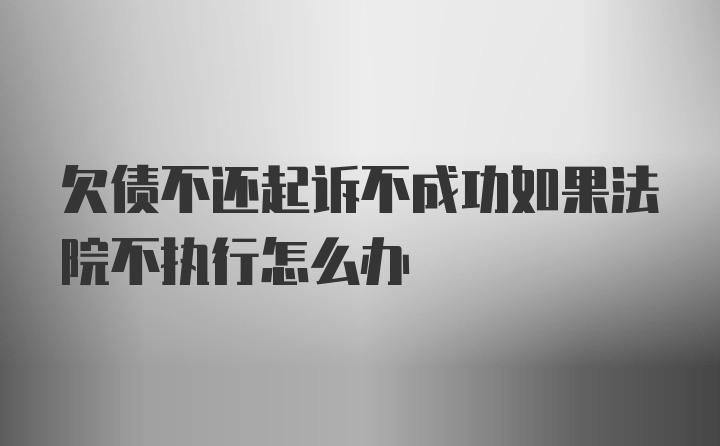 欠债不还起诉不成功如果法院不执行怎么办