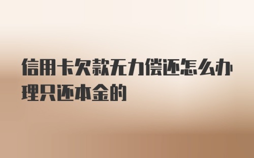 信用卡欠款无力偿还怎么办理只还本金的