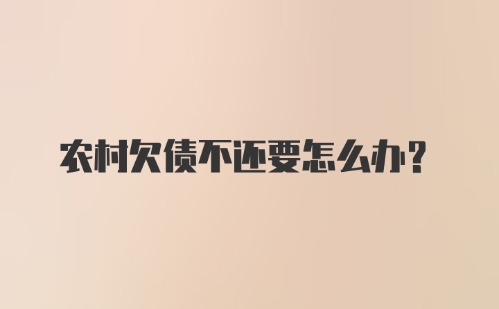 农村欠债不还要怎么办？