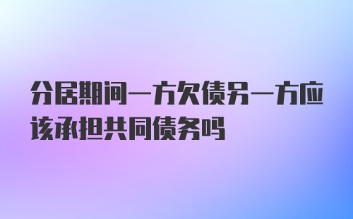 分居期间一方欠债另一方应该承担共同债务吗