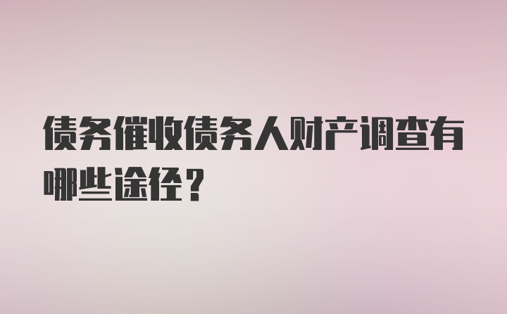 债务催收债务人财产调查有哪些途径?