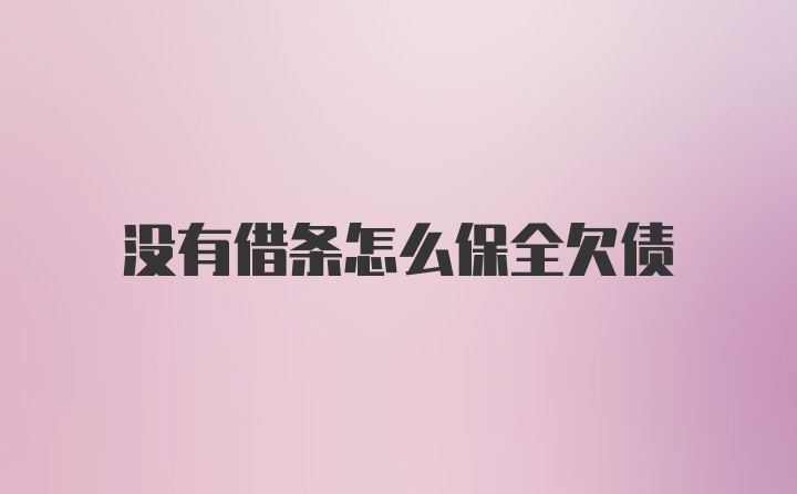 没有借条怎么保全欠债