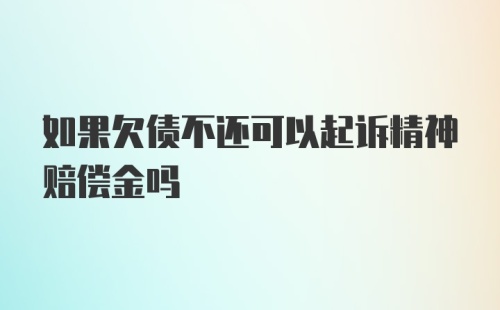 如果欠债不还可以起诉精神赔偿金吗