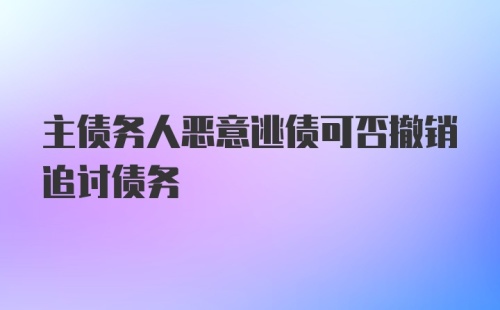 主债务人恶意逃债可否撤销追讨债务