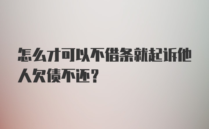 怎么才可以不借条就起诉他人欠债不还？