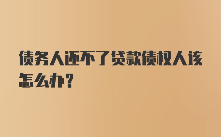 债务人还不了贷款债权人该怎么办？