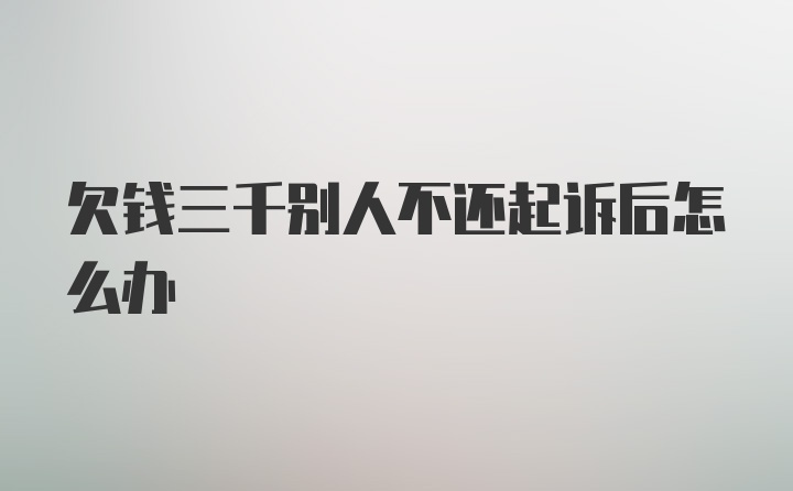 欠钱三千别人不还起诉后怎么办