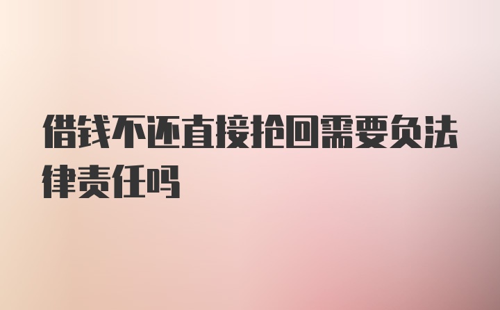 借钱不还直接抢回需要负法律责任吗