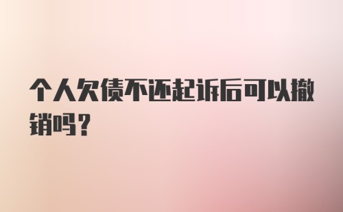 个人欠债不还起诉后可以撤销吗？