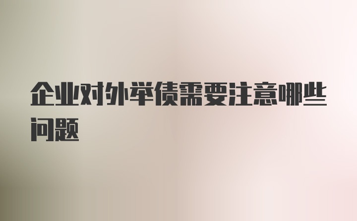 企业对外举债需要注意哪些问题