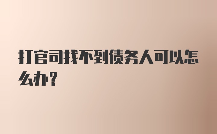 打官司找不到债务人可以怎么办？