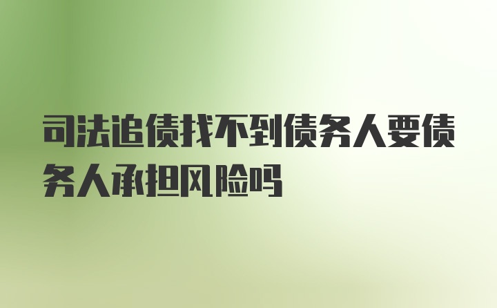 司法追债找不到债务人要债务人承担风险吗