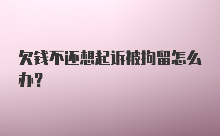 欠钱不还想起诉被拘留怎么办？