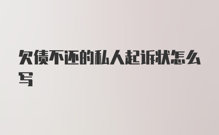 欠债不还的私人起诉状怎么写