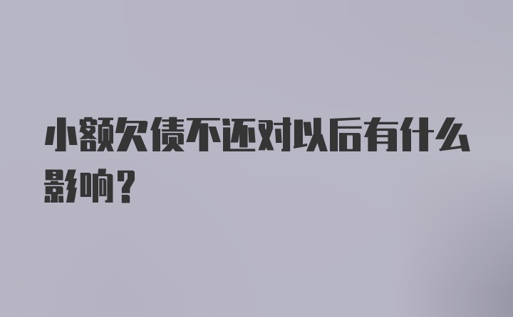 小额欠债不还对以后有什么影响？