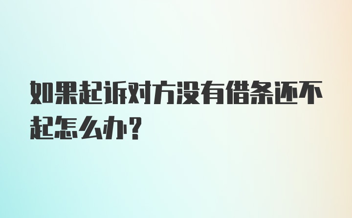 如果起诉对方没有借条还不起怎么办？