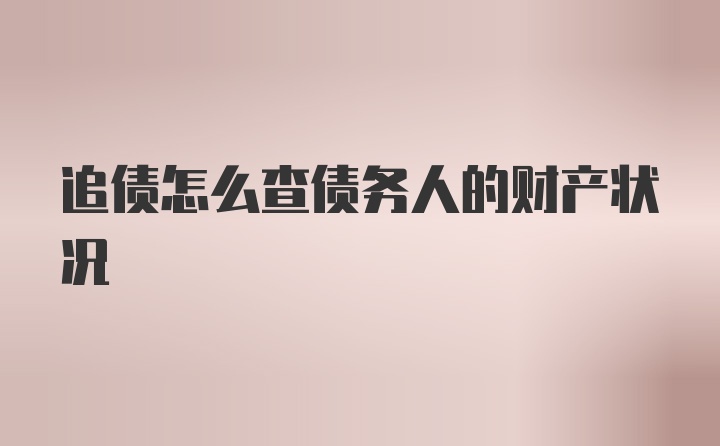 追债怎么查债务人的财产状况