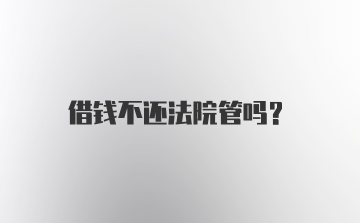 借钱不还法院管吗?