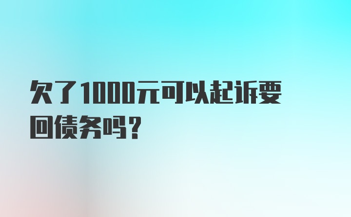 欠了1000元可以起诉要回债务吗？