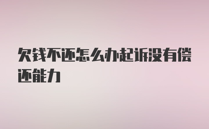 欠钱不还怎么办起诉没有偿还能力