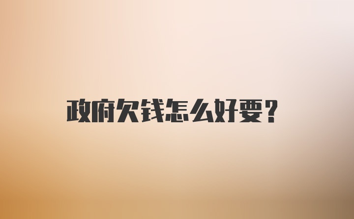 政府欠钱怎么好要？