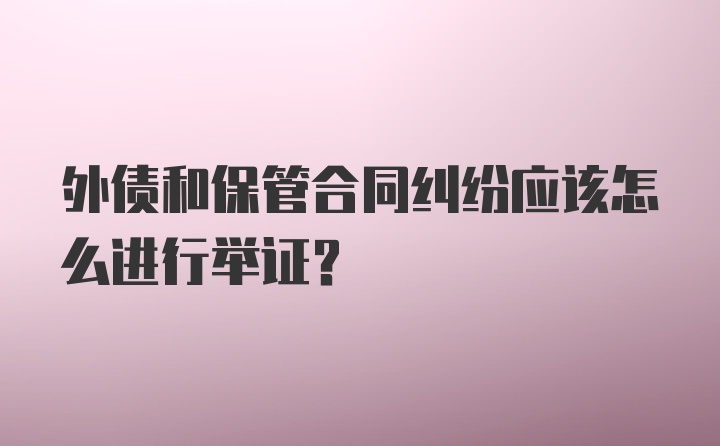 外债和保管合同纠纷应该怎么进行举证？