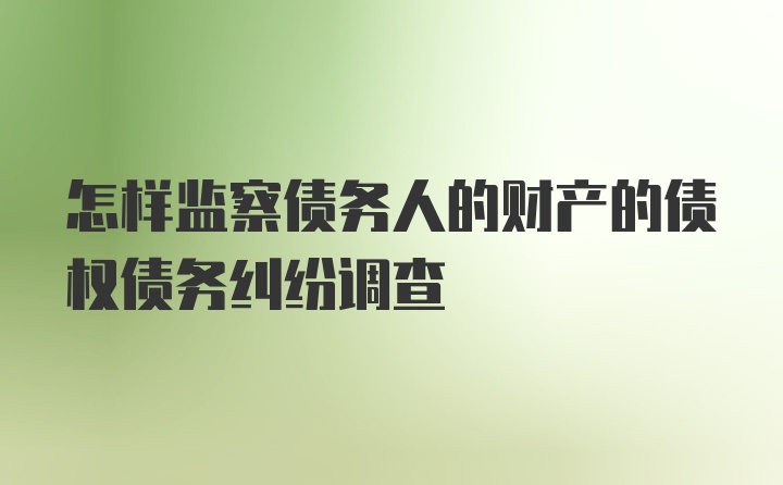 怎样监察债务人的财产的债权债务纠纷调查